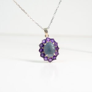 Blue sapphire & Amethyst Necklace